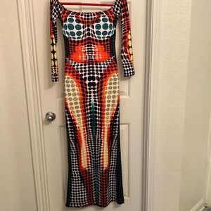 Colorful Geometric Patterned Maxi Dress